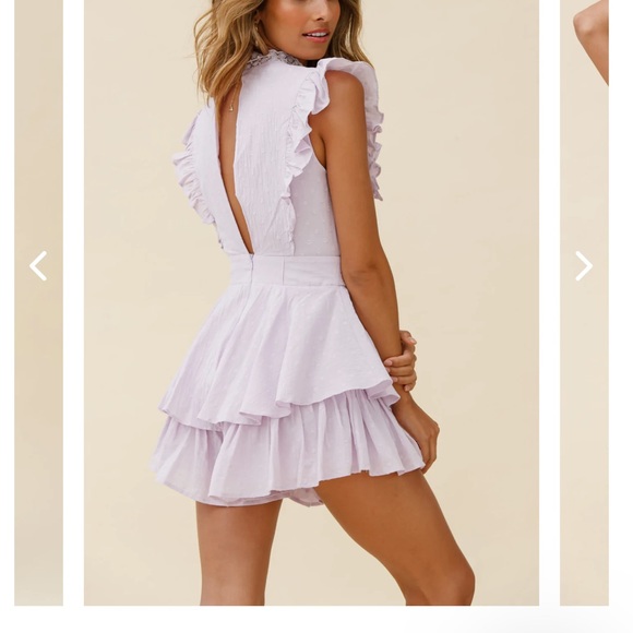 NELLIE LACE BUST HIGH NECK ROMPER LILAC - Picture 2 of 5